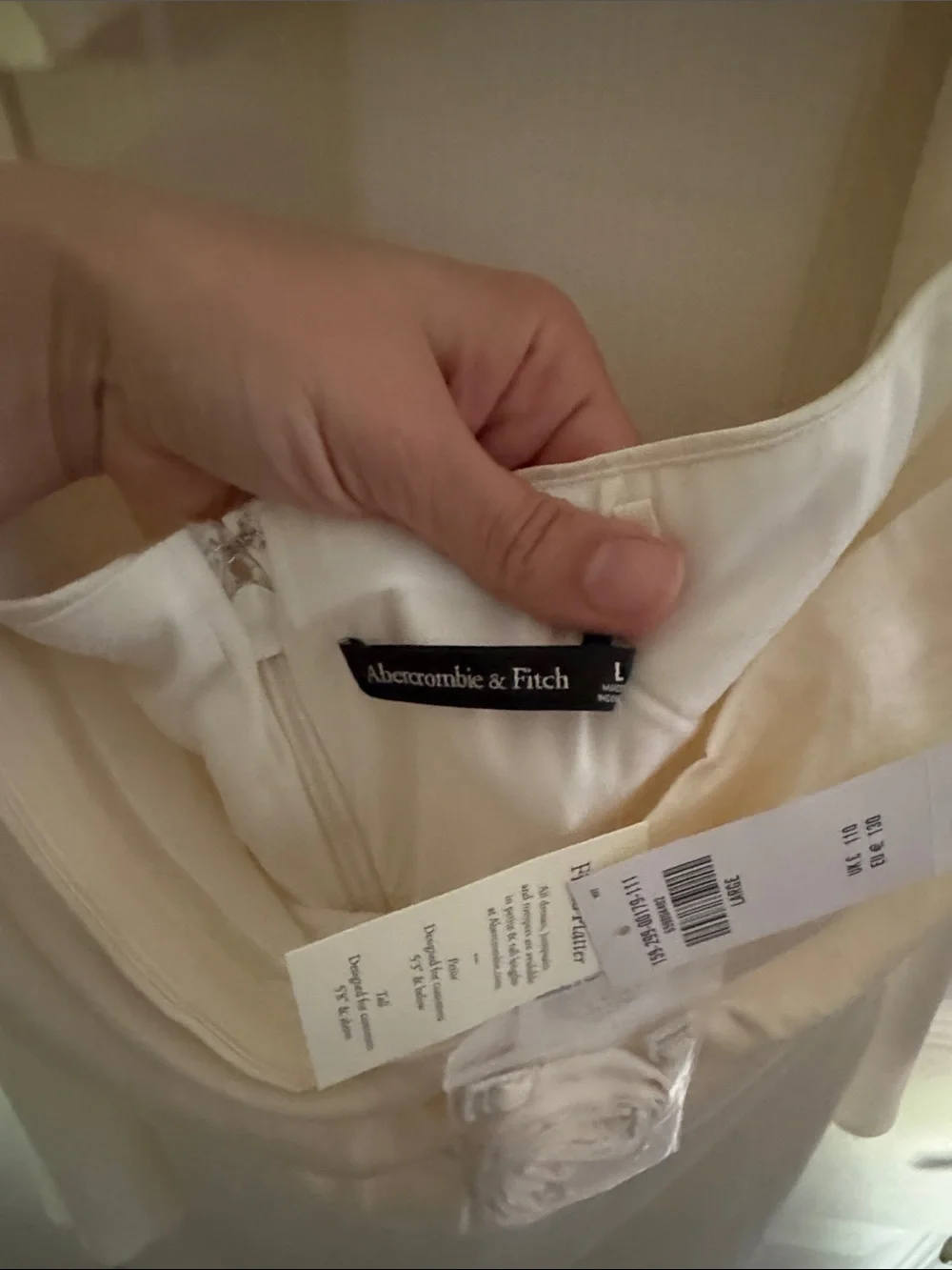Abercrombie & Fitch Cream Satin Maxi Dress with Scarf
